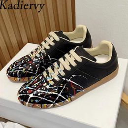 Casual Shoes Flat Sneakers Women Suede Leather Patchwork Running Woman Round Toe Lace Up Leisure Outdoors Sports Men