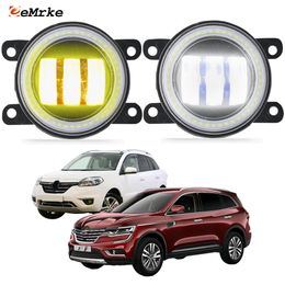 EEMRKE Led Fog Lights Assembly 30W/ 40W for Renault Koleos Samsung QM5 2012-2018 with Clear Cut-line Lens Angel Eyes DRL Car PTF Daytime Running Light 12V Fog Lamp