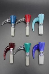 2021 style horn bowl for pipes 14mm and 18mm Male Joint Handle Beautiful Slide smoking Accessories made by real color8305302