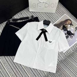 Women's Blouses & Shirts designer Nanyou Zhi24 Early Spring New Western Style Polo Collar Contrast Bow Shirt Classic Single Pocket Inverted Triangle Top LVW2