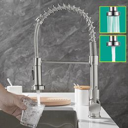 Kitchen Faucets Brass Material Dual Modes Nozzle Sink Taps 360 Rotatable And Cold Water Faucet Spring