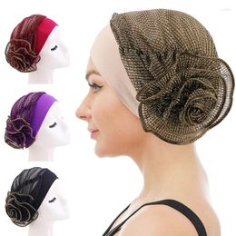 Berets Ethnic Style Big Flower Toque Women's Bright Silk Tam-O'-Shanter Nationality-Featured Cap Fashion Home Hat JDT-205A