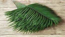 20pcs Plastic Artificial Palm Tree Leaves Branch Green Plants Fake Tropical Leaf Home Wedding Decoration Flower Arrangement T200703631126