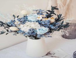 Dried s New Arrival Immortal Rose Eucalyptus Bouquet Real Flower Star Hydrangea Crystal Grass Home Decoration 12082251559