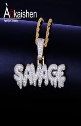 Custom letter combination Pendant With Tennis Chain Gold Colour Bling Cubic Zircon Men039s Hip hop Necklace Jewellery For Gift2867100