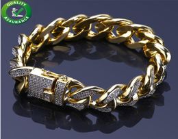 Mens Bracelets Luxury Designer Bangles Gold Iced Out Miami Cuban Link Chain Bracelet Hip Hop Jewelry Cubic Zircon Diamond Wedding 9668493