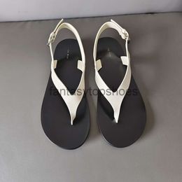 The Row hard goods TR High shoes end * shoes straight buckle flat sandals women ins new leather Flip-flops summer women