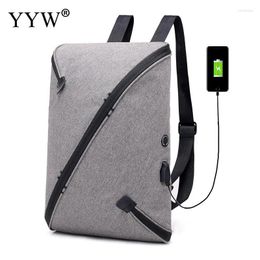 Backpack Oxford External Charge Detachable Charging Line Vintage Anti-Theft Waterproof Business Bags Multifunction Men