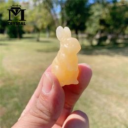 Decorative Figurines Natural Stone And Crystals Figurine Yellow Jade Quartz Carving Animal Statue Healing Gemstone Craft Gift Home