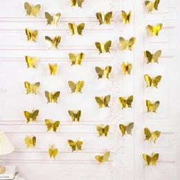 Party Decoration 3D Butterfly Paper Banner Gold Silver Hanging Garland Streamers Decorations For Home Wedding Birthday DIY Decor