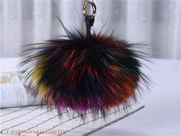 15cm6quot Large Real Raccoon Fur Ball Pompom Bag Charm Keyring Phone Purse Handbag Tassels Gift2554454