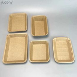 Disposable Plastic Tableware Waterproof and oil resistant disposable kraft cardboard tray thickened party cake barbecue fried chicken cutlery dining plate WX
