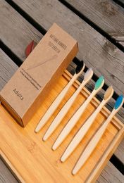 bamboo charcoal toothbrush flat handle with Kraft box travel 5 pcs pack disposable for el and home9202642