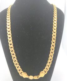 Handmade Dubai Men039s Cuban Link Chain Necklace In 18 k Stamped Gold Filled Pave Curb9052625