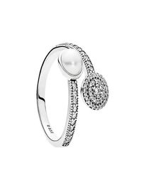 White Crystal Pearl Clear CZ Diamond 925 Sterling Silver RING Set Original Box for Luminous Glow Ring Women Girls Wedding Jewelry5378249