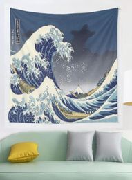 Tapestries Great Wave Kanagawa Night Tapestry Hippie Wall Hanging Cloth Coffee Bedroom Mandala Fabric Boho6856385