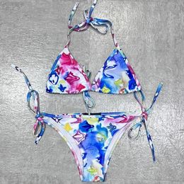 womens designer bikini Letter Embroidery Sexy swimsuit summer fashion beach Letter tie triangle bag Europe and the United States split bikini swimming costume