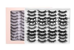 Handmade Reusable 20 Pairs Mink False Eyelashes Set Thick Long Curly Crisscross 3D Fake Lashes Extensions Soft Vivid With Pink P9771765