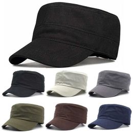 Ball Caps Mens Flat Top Army Baseball Hat Womens Spring Pure Cotton Military Tactical Button Outdoor Sports Sailor Q240429