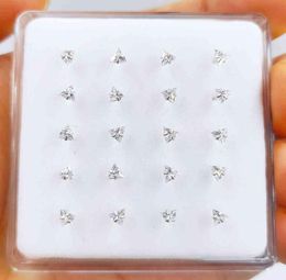 925 sterling silver 3mm trangle clear cubic zirconia piercing Jewellery nose pin 20pcspack9475634