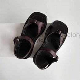 The Row new TR shoes Designer version Dress Shoes Sandals of original are womens with flat head and light sponge cake soled leather BML7