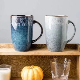 600ml Europe Retro Ceramic Coffee Mug Big Capacity Creative Office Water Tea Cup Protain Drinkware 240422