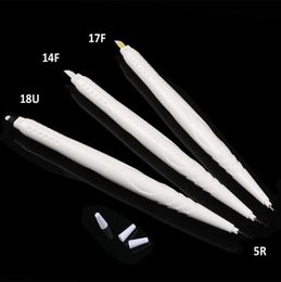 double head Disposable Microblade Pen With 14P17P18uU and 5R blades For Makeup Eyebrow Tattoo Pen Machine1416560