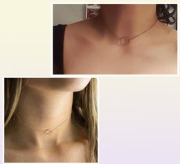 Dainty Choker Circle Gold Chain Necklace For Women Charm Circle Chain Choker Necklace XL4611196375