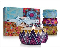 Garden scented Candles Gift Set Soy Portable Travel Tin Candle Put Into Fragrance Essential Oils For Relief Aromatherapy Bath Home3352961