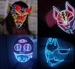 Party Masks Cosplay Halloween Mask Luminous Light Up Led EL Wire Neon Glowing Anime Masque Masquerade Horror MaskPartyParty3192367