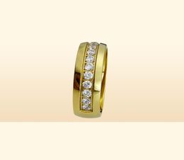 His her Gold Tone STAINLESS STEEL WEDDING ENGAGEMENT RING BAND SET R276 men size 1015women size 6983325867439720