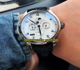 High Quality Portugieser Perpetual Calendar 503406 Power Reserve White Dial Automatic 503404 Mens Watch 316LSteel Case Leather Spo4205233