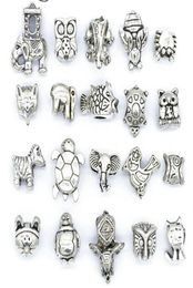 Mix 20 animals Antique Silver Plated Alloy Big Hole Charms Spacer Beads fit charm bracelet DIY Jewellery Necklaces Pendants charms5406760