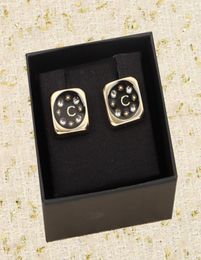 2023 luxury quality charm stud earring with diamond and black Colour square have box stamp PS38544098798