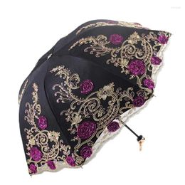 Umbrellas Sun Protection Lace Parasol Decorative Folding Non-Uv Windproof Umbrella