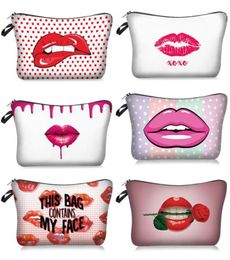 Red Lip 3D Printing Cosmetic Bags With Multicolor Pattern Cute Eyes Makeup Pouchs For Travel6736579