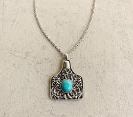 Pendant Necklaces Western Jewelry Turquoise Stone Cow Vine Trendy West Gift For Cowgirl1523484