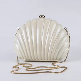 Acrylic Seashell Handbags Metal Snake Chain Shoulder Crossbody Bag For Women 2023 Fashion Box Clutches Wedding Party Evening 240423