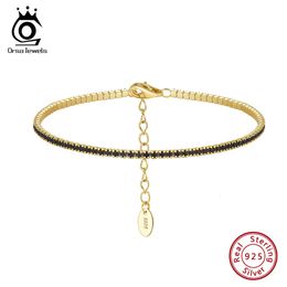 ORSA JEWELS Fashion Tennis Bracelet 925 Sterling Silver Multicolour Zircon Chain for Women Party Jewelry SB190 240423