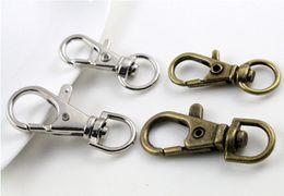 80pcs Silver bronze Plated Metal Swivel Lobster Clasp Clips Key Hooks Keychain Split Key Ring Findings Clasps Making 30mm3955791
