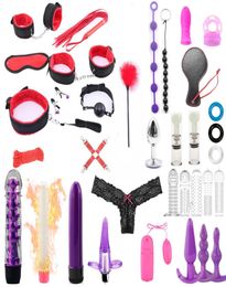 35 Pcsset Sex Products Erotic Toys for Adults BDSM Sex Bondage Set Hand s Adult Game Dildo Vibrator Whip Sex Toys for Women Y19127035825
