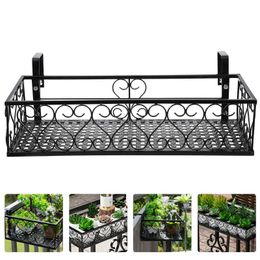 Planters Pots Hanging flowerpot balcony railing frame metal deck fence hanging basket wall Q240429