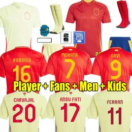 3XL 4XL 24 SPAINS EURO Soccer Jerseys PEDRI GAVI LAMINE YAMAL MORATA Carval OLMO ASENSIO FERRAN RODRIGO Cucurella24 25 SPANISH Men Kid Kit Football Shirt Fan