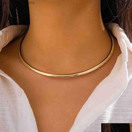 Chokers Ingemark Vintage Iron Metal Torques Choker Necklace For Women Goth Gold Color Smooth Adjustable Chain Fashion Jewelry Drop Del Dh2Y6