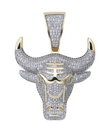 TOPGRILLZ Bull Demon King Gold Silver Colour Chain Iced Out Pendant Necklace Men With Tennis Chain Hip HopPunk Fashion Jewellery Y207916389