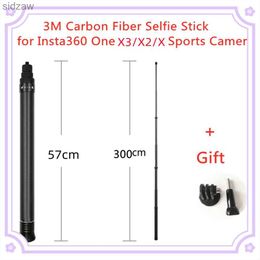 Selfie Monopoden 3-Meter Ultra langer Kohlefaser Unsichtbares Selfie-Stick für Insta360 x4/x3/x2/Action 4/3/12 Kamera-Selfie-Stick Zubehör WX