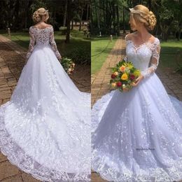 Sexy Amazing Lace Wedding Dresses Summer Bohemian A Line Off Shoulder Long Sleeves Bridal Gowns Appliques Robe De Mariee With Court Train 0430