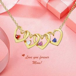 Personalized Love Birthstone Name Necklace Customized Name Jewelry Necklace Heart Shape Pendant Mother's Day for Mom Gift 240415