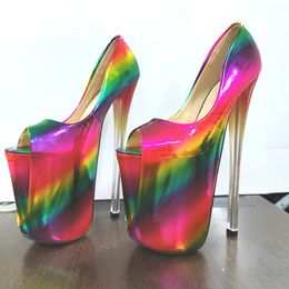 Luxury Designer Sandals Sexy Women Pumps Shoes 22cm Extreme High Heels Platform Designer Patent Leather Stiletto Wedding Party Dance Shoes For Girls Party Boots