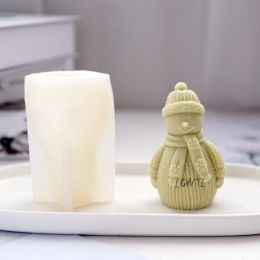 Candles Wool Scarf Snowman Silicone Candle Mould Homemade Christmas Snowman Crafts Resin Plaster Diy Soap Chocolate Ice Cube Baking Mould